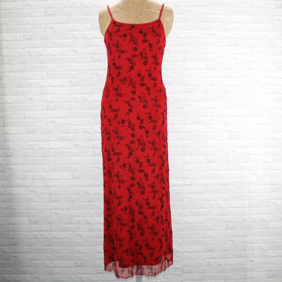 CITY TRIANGLES Dress Maxi Floral Stretch Bodycon Prom Homecoming Red Black Small - Picture 1 of 14